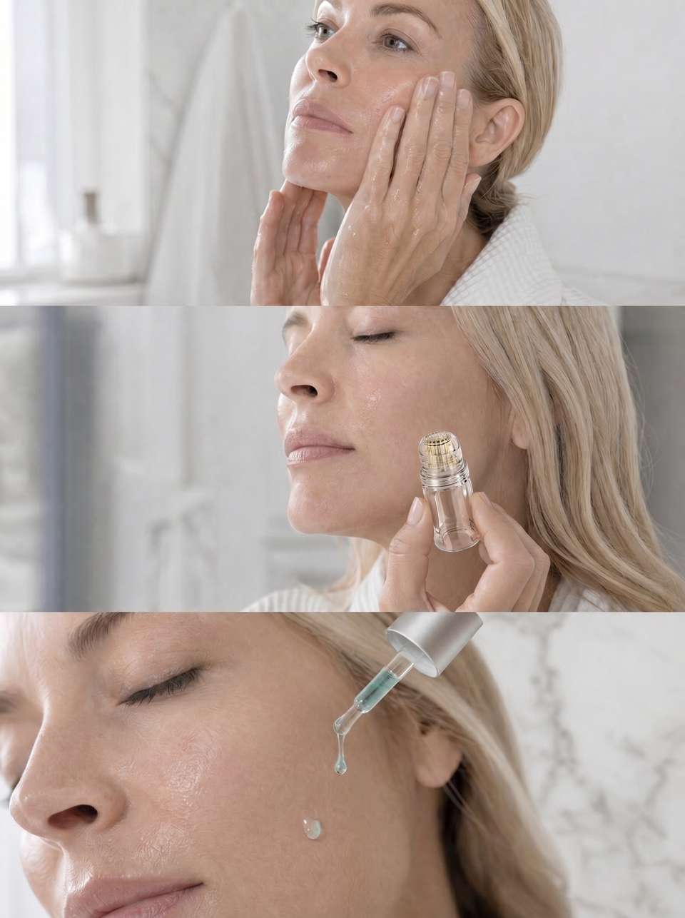 Solvn application — cleanse, stamp, serum